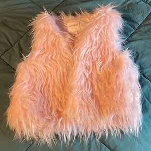 Girls Pink Faux Fur Vest